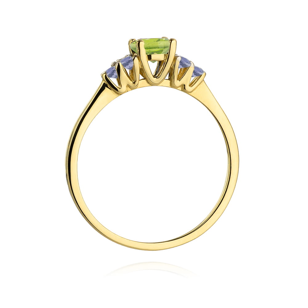 Inel Aur 14K cu Peridot 0.60 ct si Tanzanit 0.30 ct