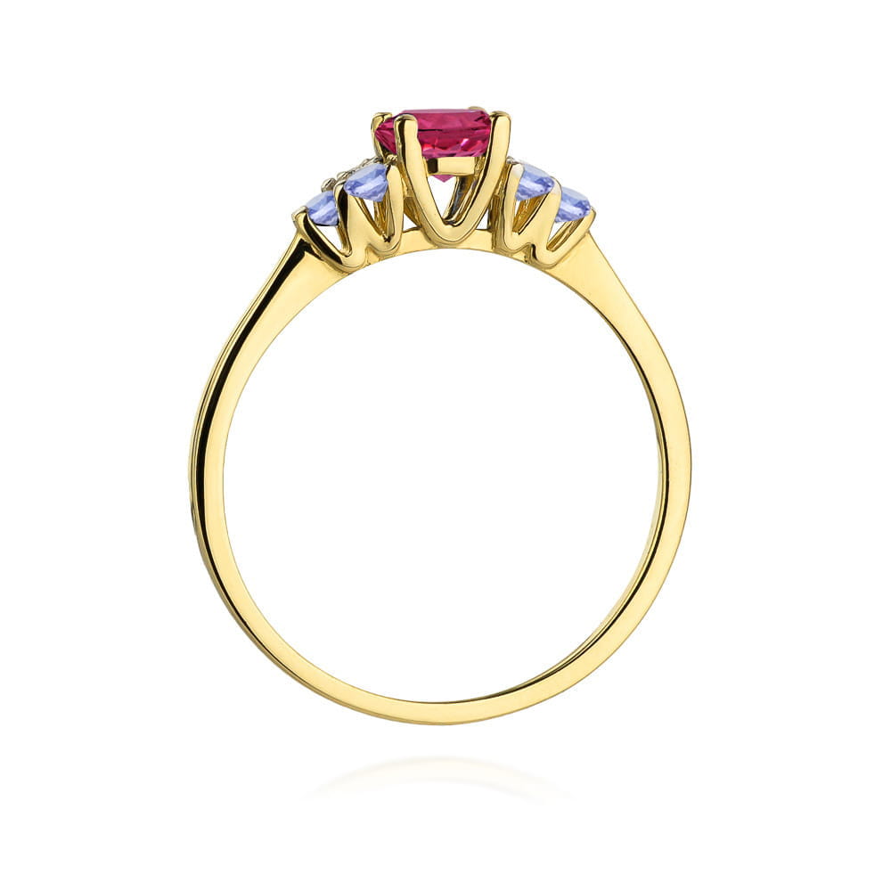 Inel Aur 14K cu Rodolit 0.60 ct si Tanzanit 0.30 ct