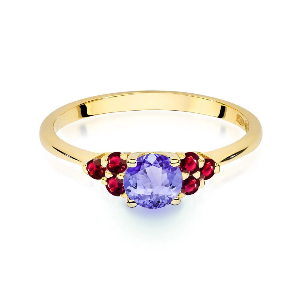 Inel Aur 14K cu Tanzanit 0.50 ct si Rubin 0.30 ct