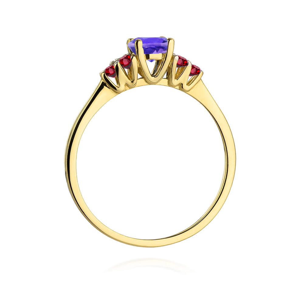 Inel Aur 14K cu Tanzanit 0.50 ct si Rubin 0.30 ct