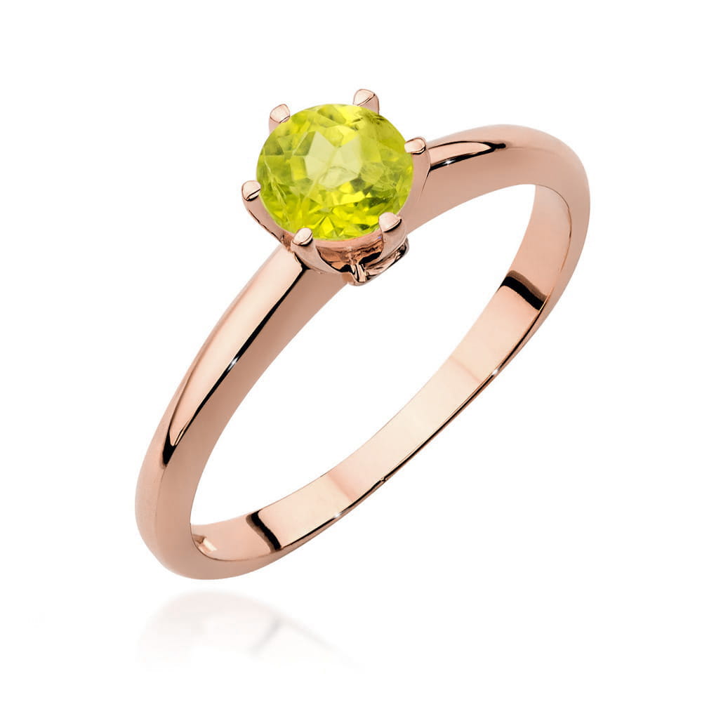 Inel Aur 14K cu Peridot 0.50 ct si Diamante 0.04 ct