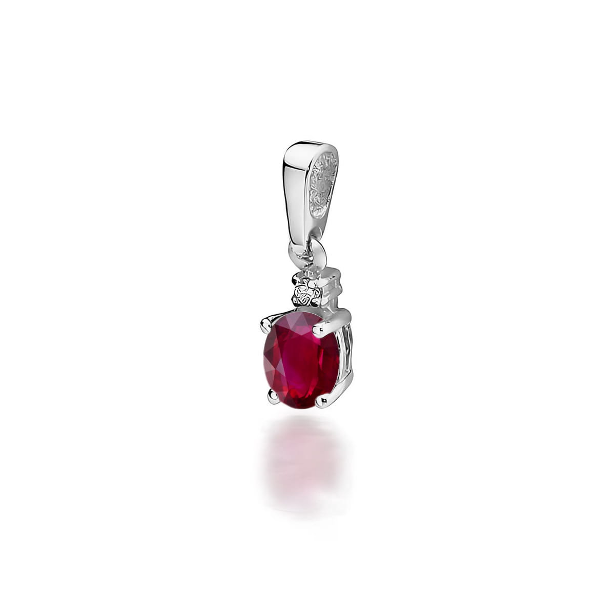Pandantiv Aur 14K cu Rubin 0.60 ct si Diamant 0.0145 ct