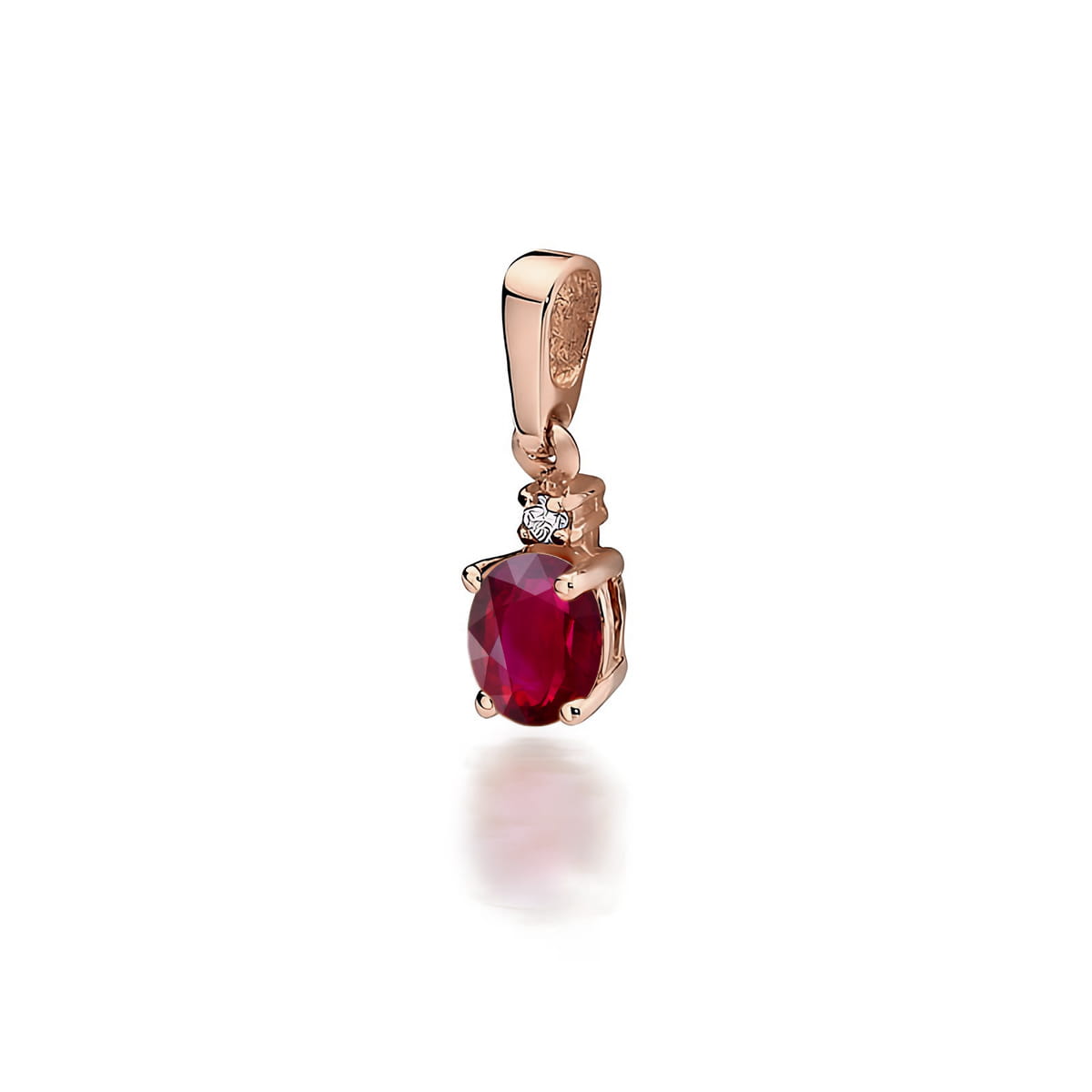 Pandantiv Aur 14K cu Rubin 0.60 ct si Diamant 0.0145 ct
