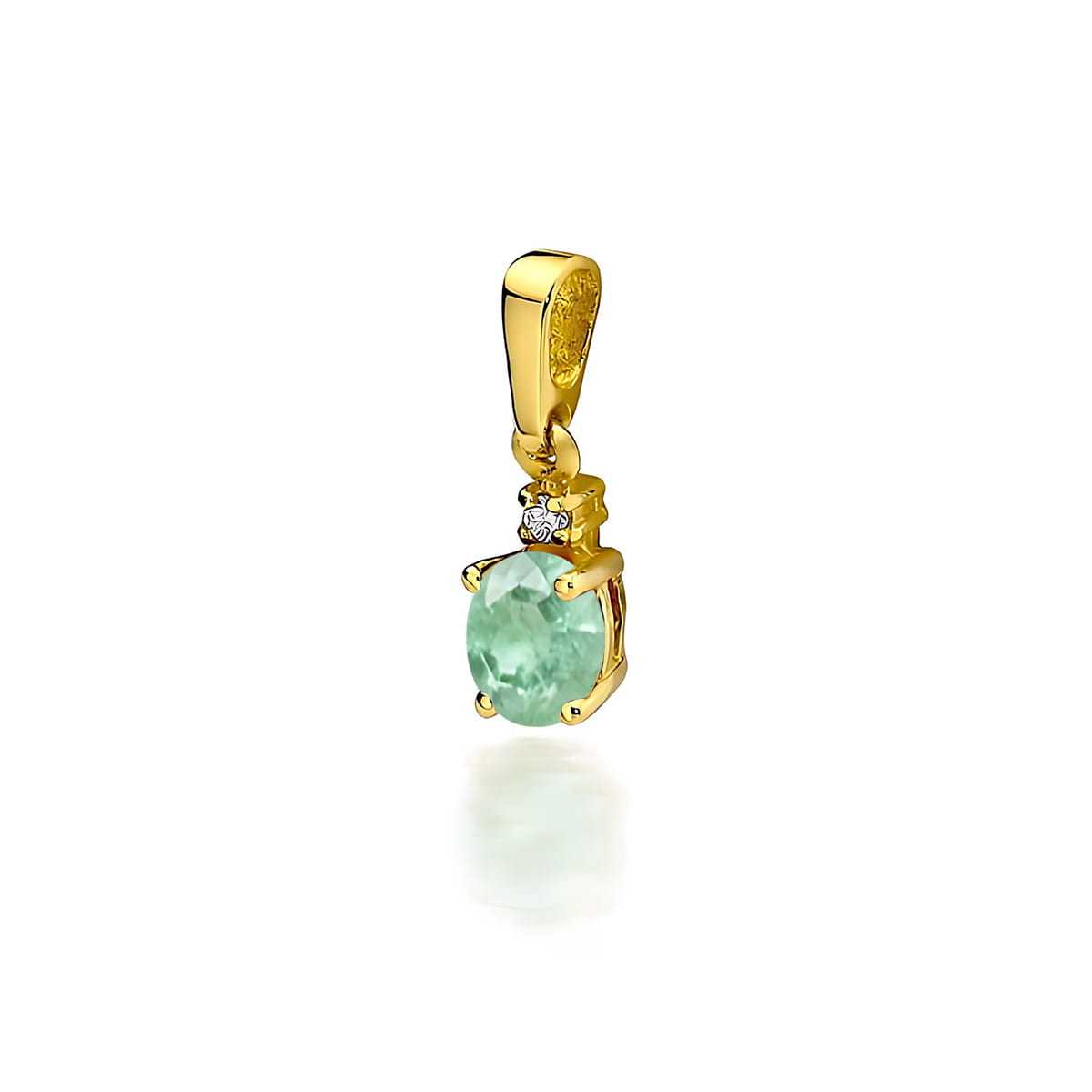 Pandantiv Aur 14K cu Smarald 0.40 ct si Diamant 0.0145 ct