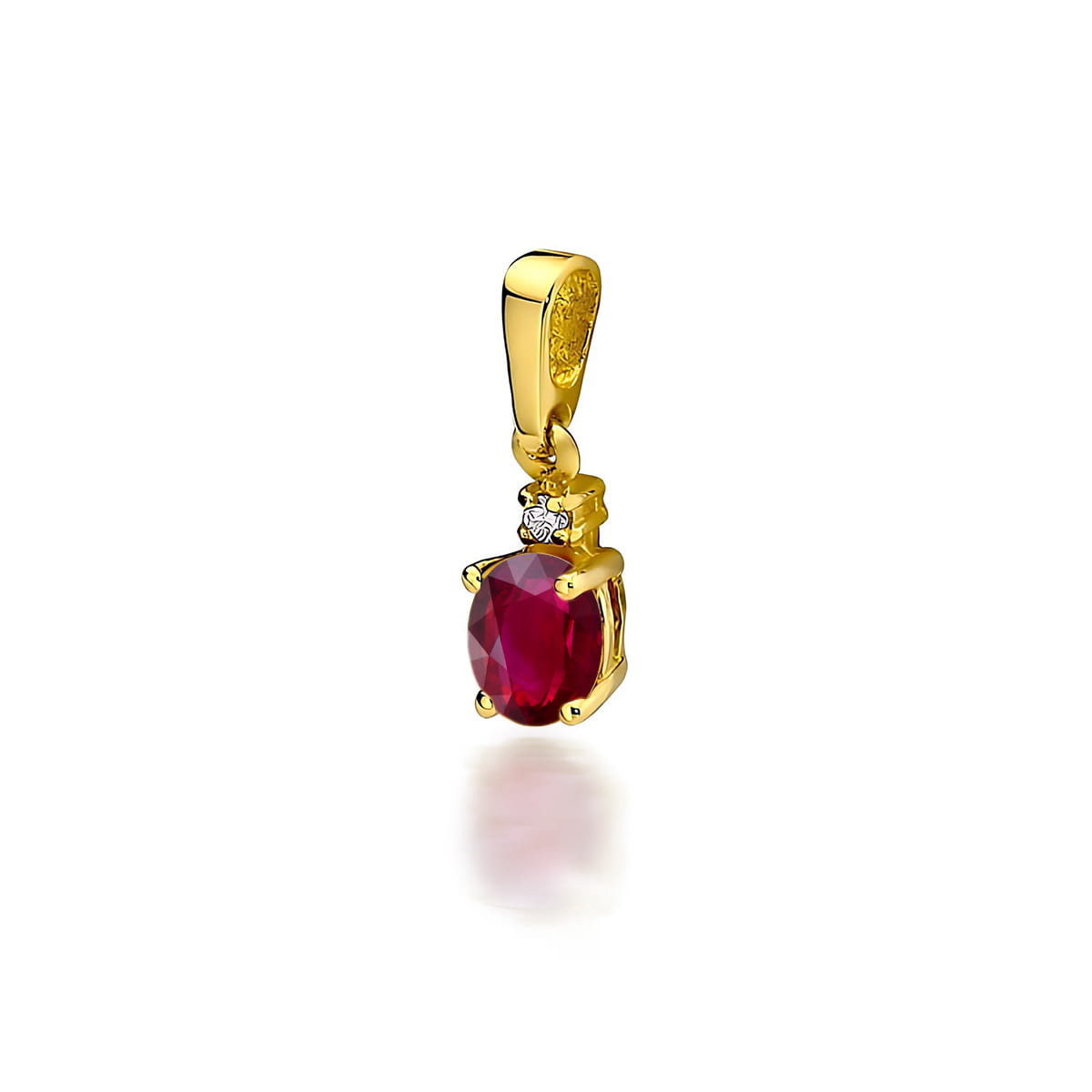 Pandantiv Aur 14K cu Rubin 0.60 ct si Diamant 0.0145 ct