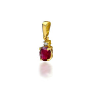 Pandantiv Aur 14K cu Rubin 0.60 ct si Diamant 0.0145 ct