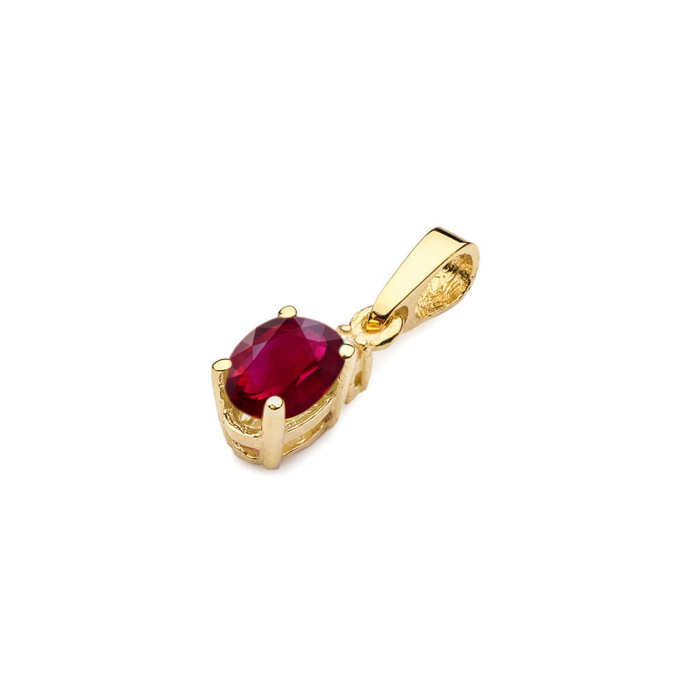 Pandantiv Aur 14K cu Rubin 0.60 ct si Diamant 0.0145 ct