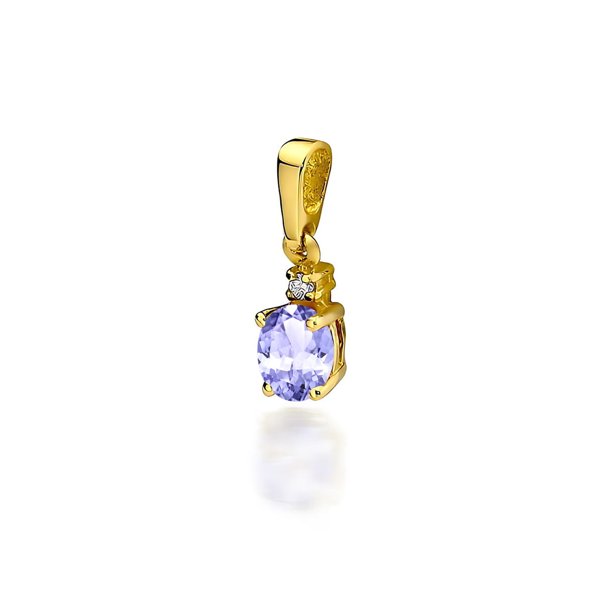 Pandantiv Aur 14K cu Tanzanit 0.40 ct si Diamant 0.0145 ct