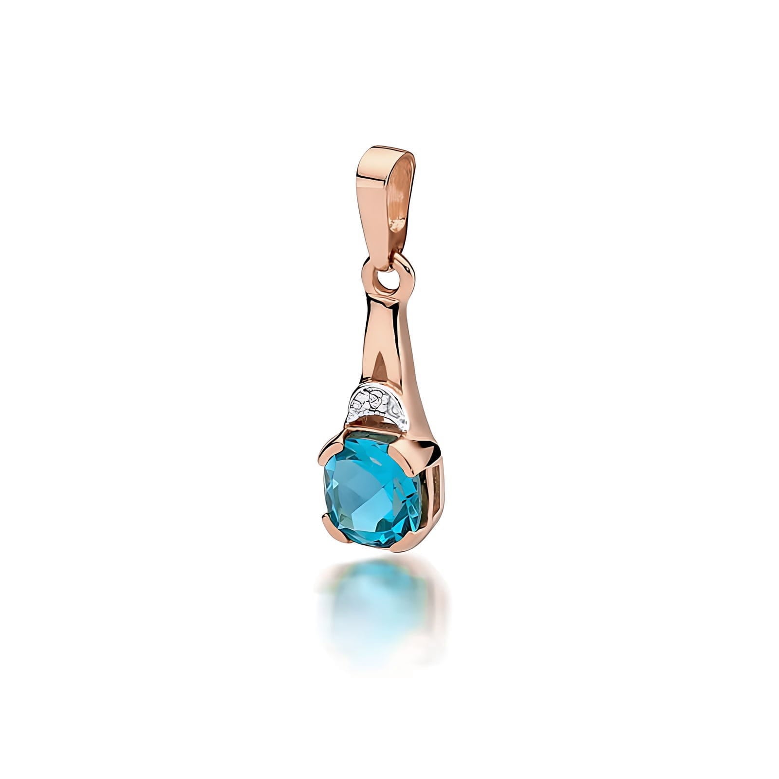 Pandantiv Aur 14K cu Topaz 1.10 ct si Diamant 0.005 ct