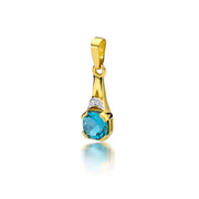 Pandantiv Aur 14K cu Topaz 1.10 ct si Diamant 0.005 ct