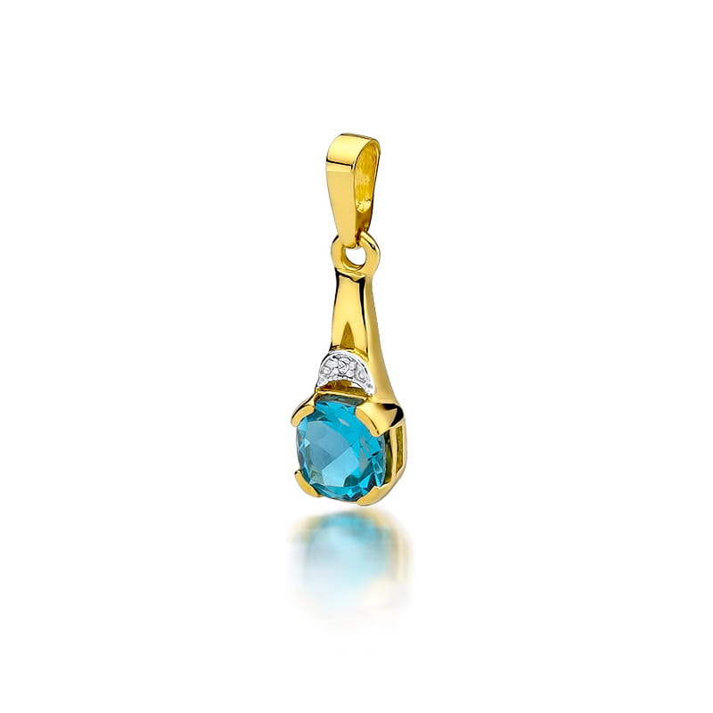 Pandantiv Aur 14K cu Topaz 1.10 ct si Diamant 0.005 ct