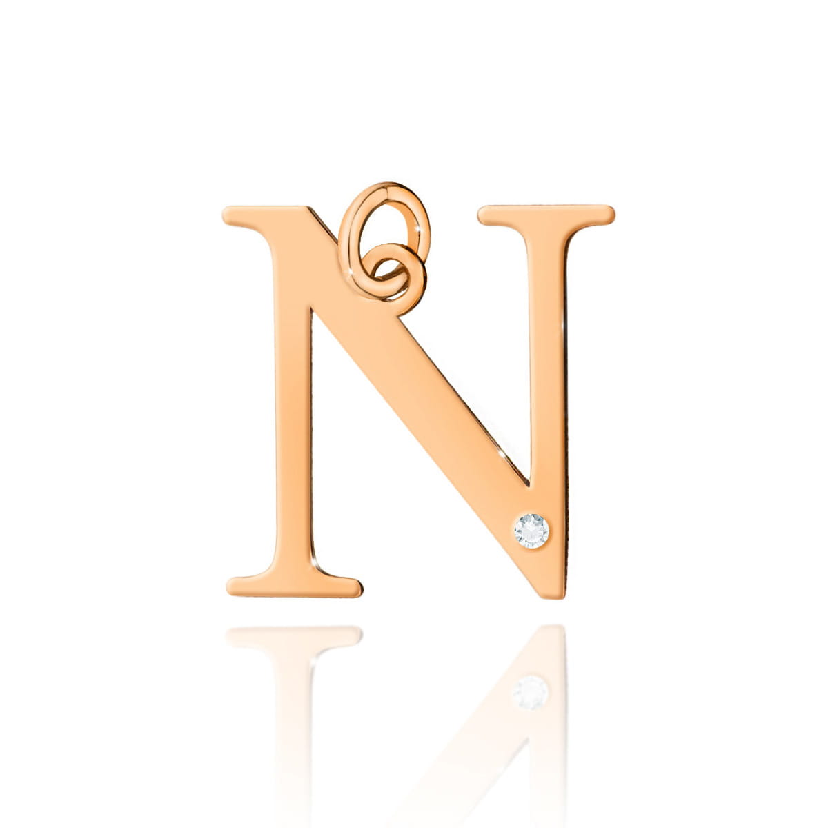 Pandantiv aur 14 K cu diamant 0.005 ct litera N 10x10 mm