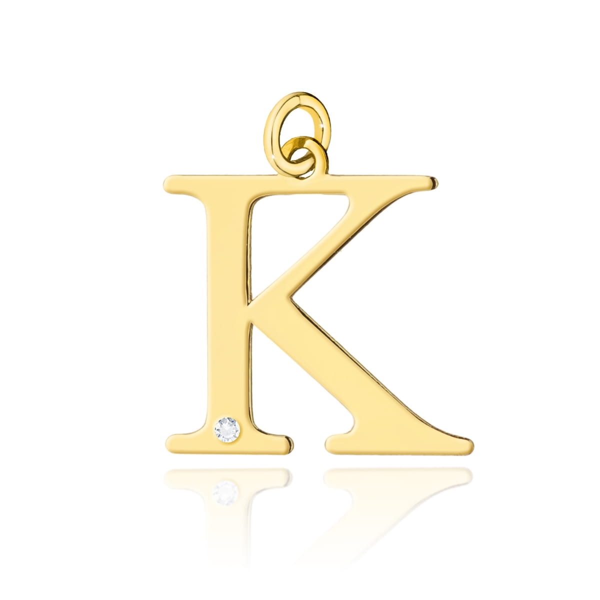 Pandantiv Aur 14K cu Diamant 0.005 ct Litera K 10x10 mm
