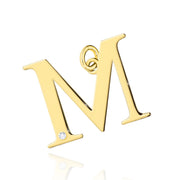 Pandantiv aur 14 K cu diamant 0.005 ct litera M 13x10 mm