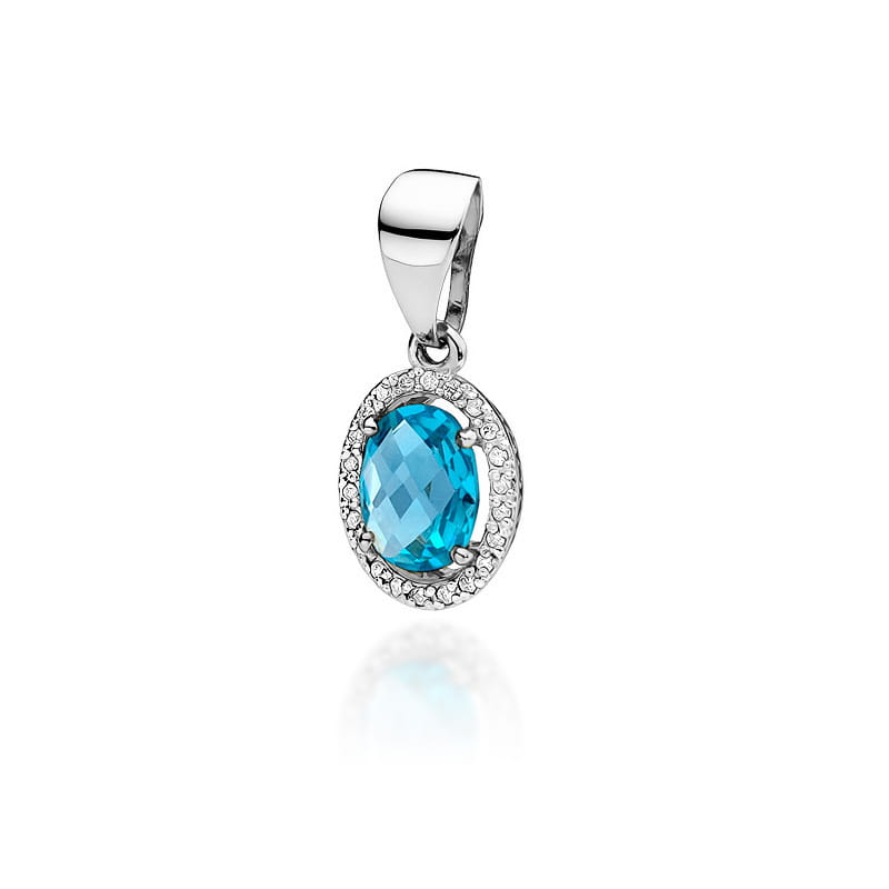 Pandantiv  Aur 14K cu Topaz 1.70 ct si Diamante 0.11 ct