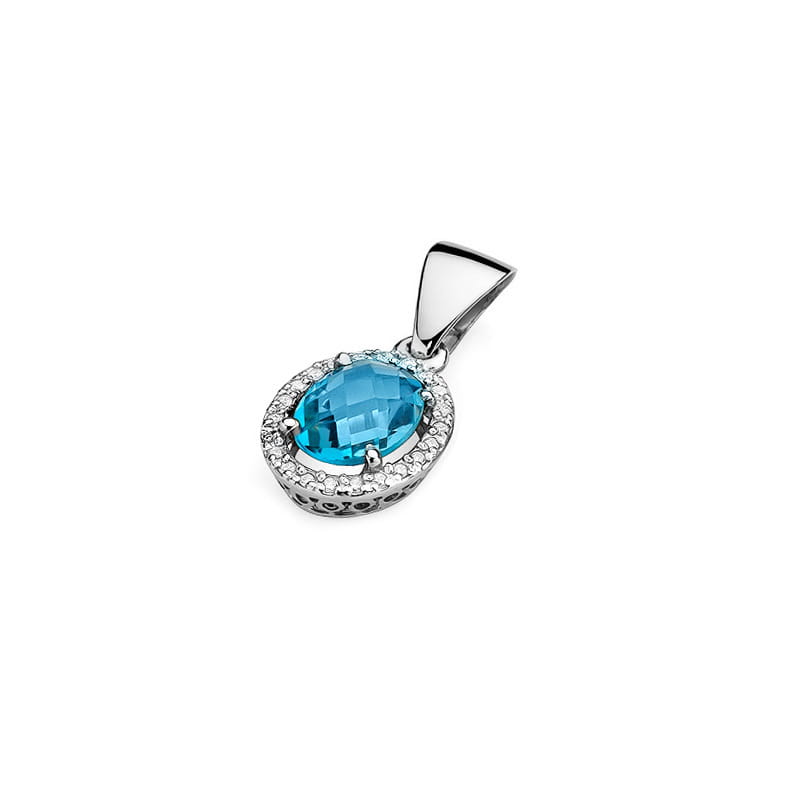 Pandantiv  Aur 14K cu Topaz 1.70 ct si Diamante 0.11 ct