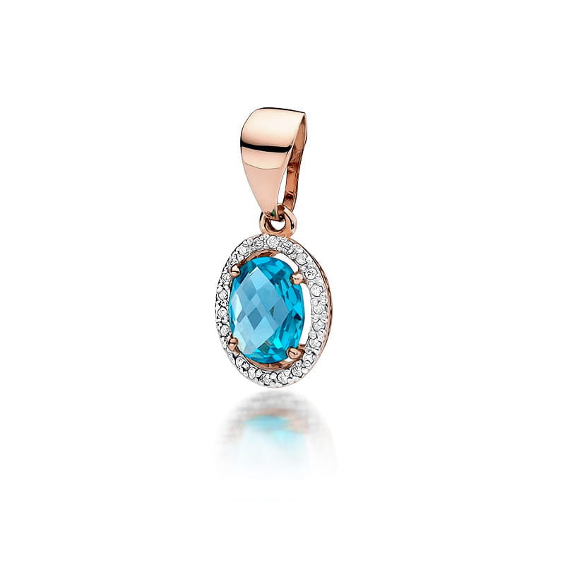 Pandantiv  Aur 14K cu Topaz 1.70 ct si Diamante 0.11 ct