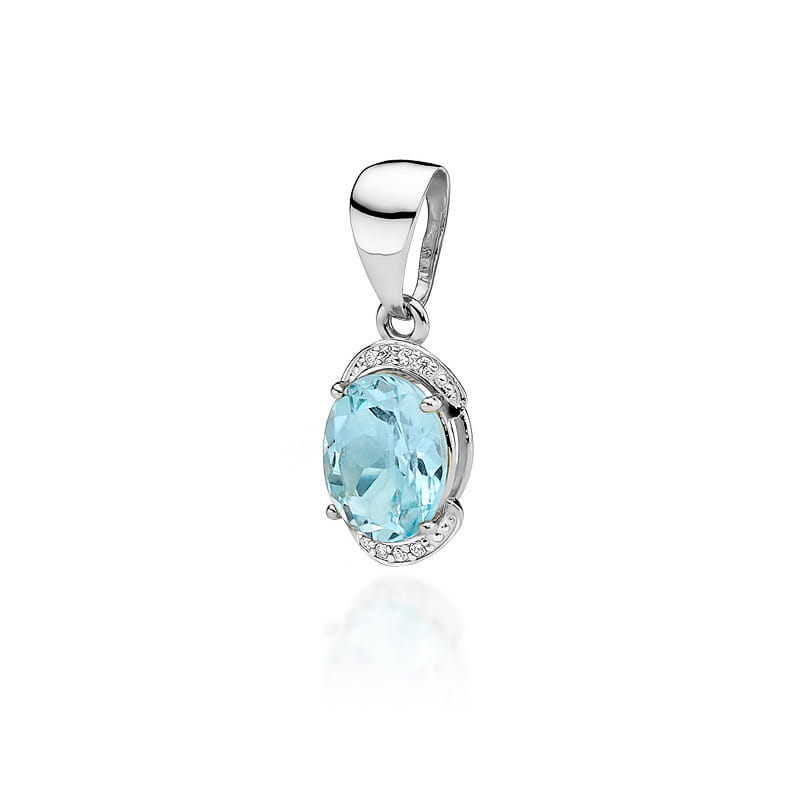 Pandantiv Aur 14K cu Topaz 3.20 ct si Diamante 0.04 ct