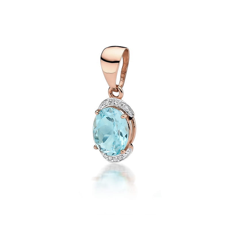 Pandantiv Aur 14K cu Topaz 3.20 ct si Diamante 0.04 ct
