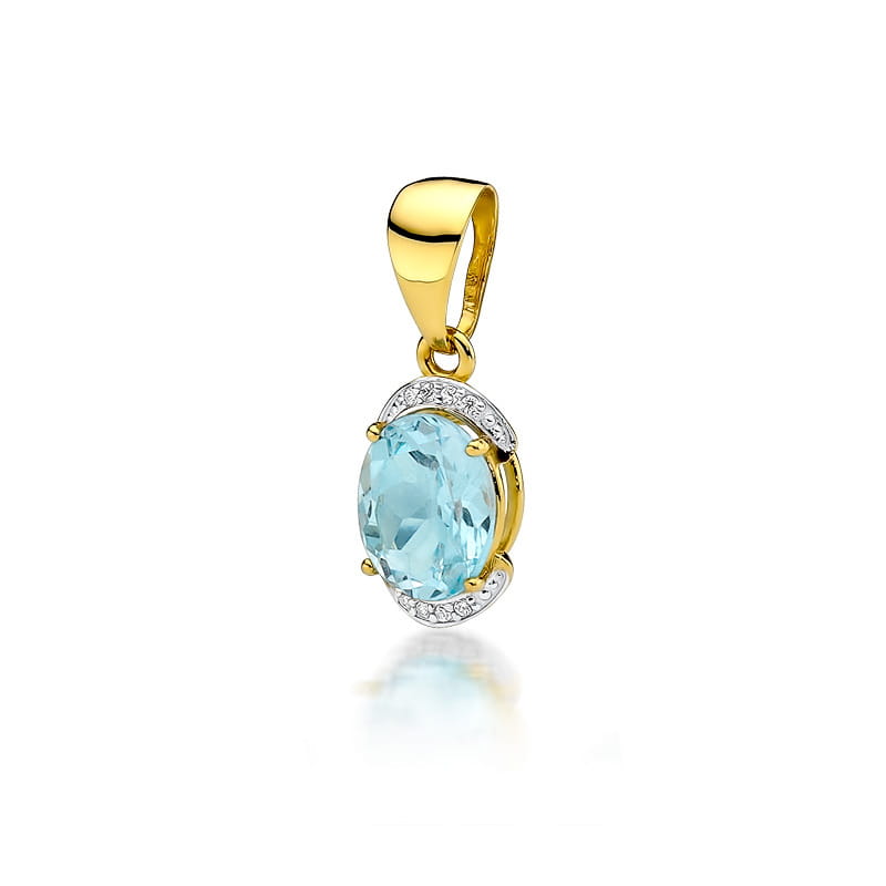 Pandantiv Aur 14K cu Topaz 3.20 ct si Diamante 0.04 ct