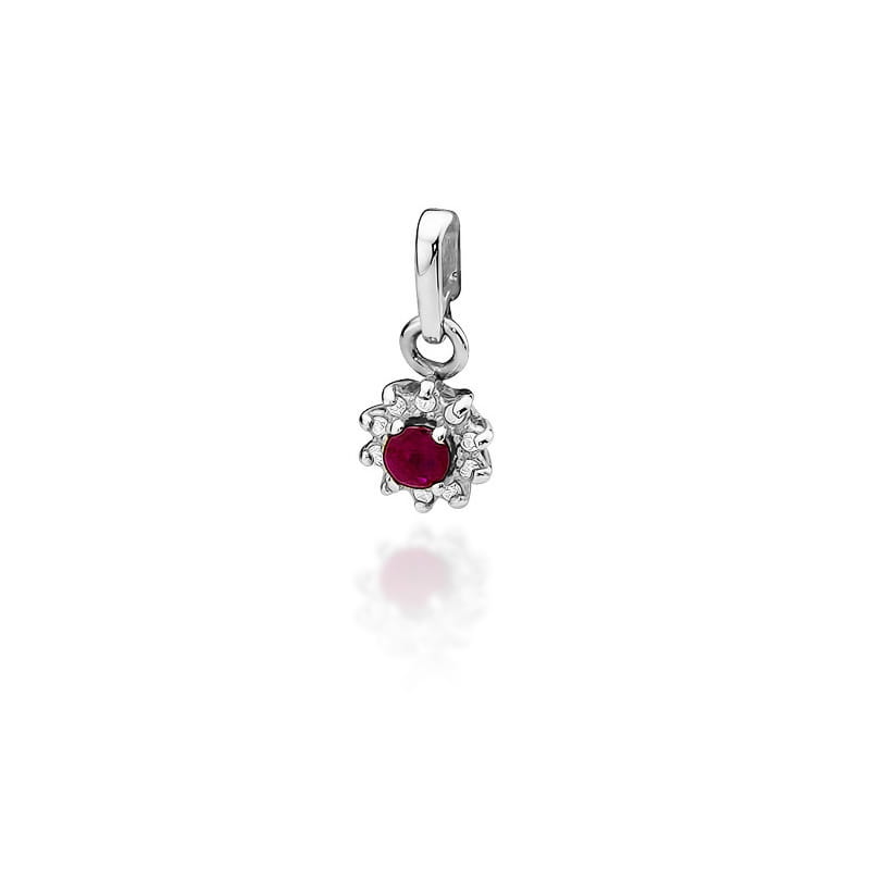 Pandantiv Aur 14 K cu Rubin 0.15 ct si diamante