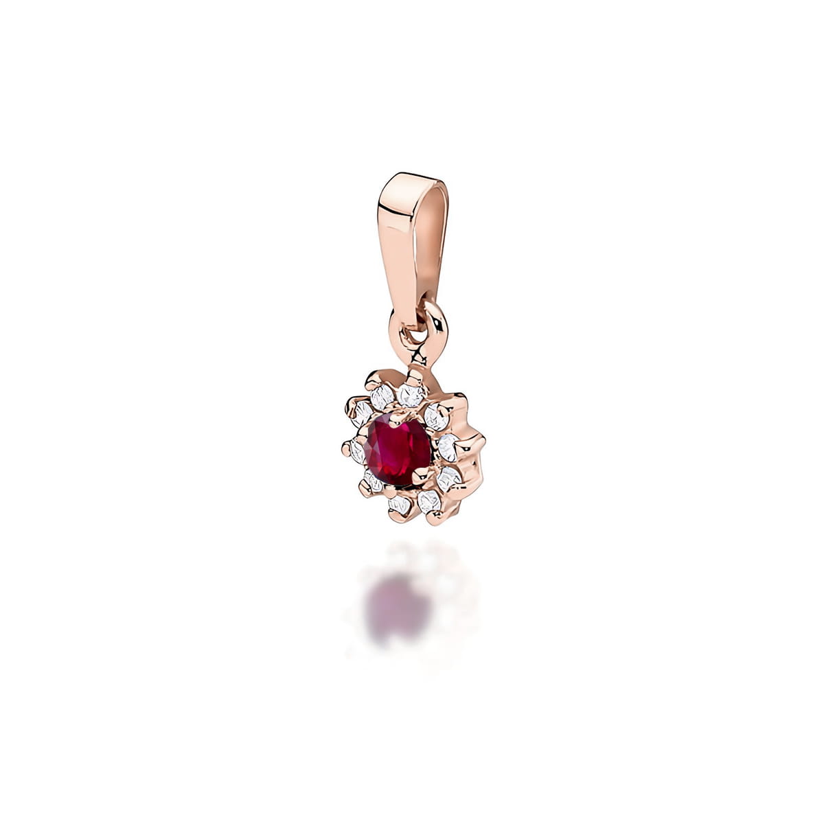 Pandantiv Aur 14 K cu Rubin 0.15 ct si diamante