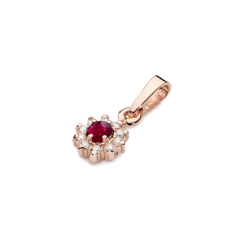 Pandantiv Aur 14 K cu Rubin 0.15 ct si diamante