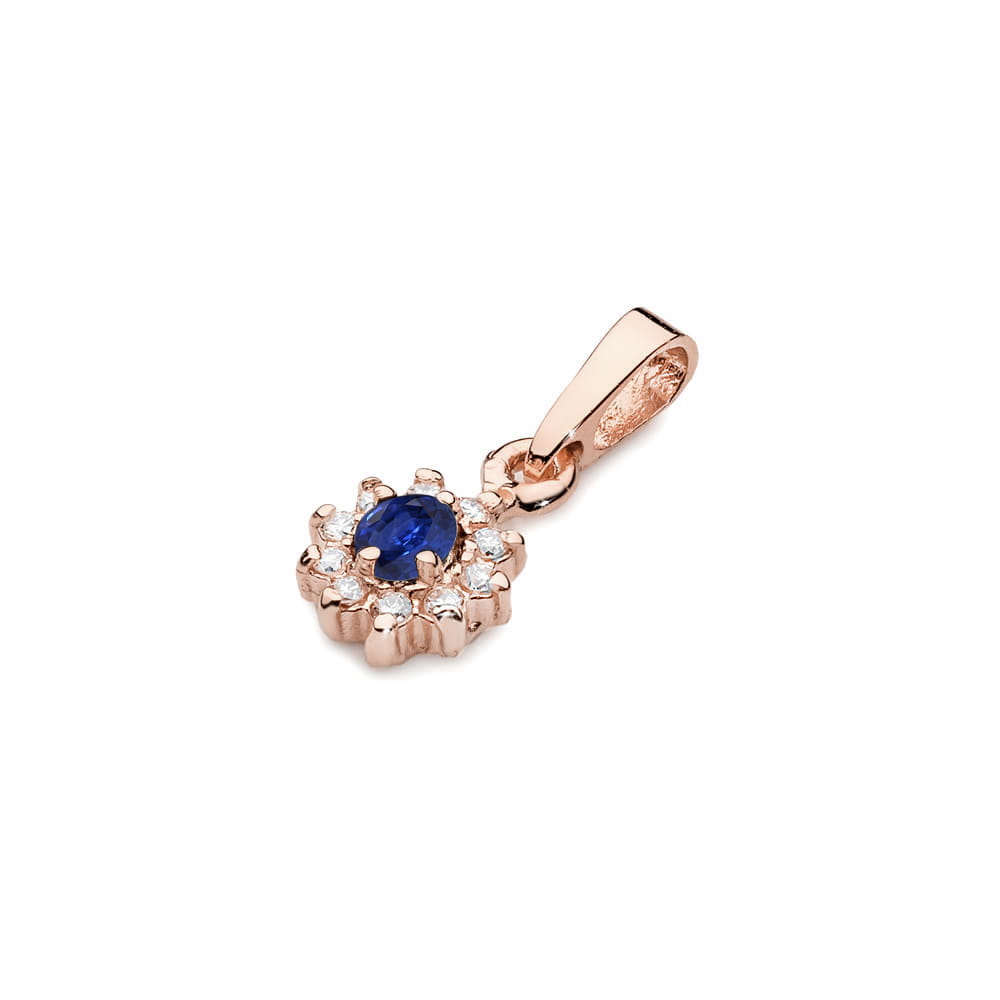 Pandantiv Aur 14K cu Safir 0.15 ct si Diamante 0.09 ct