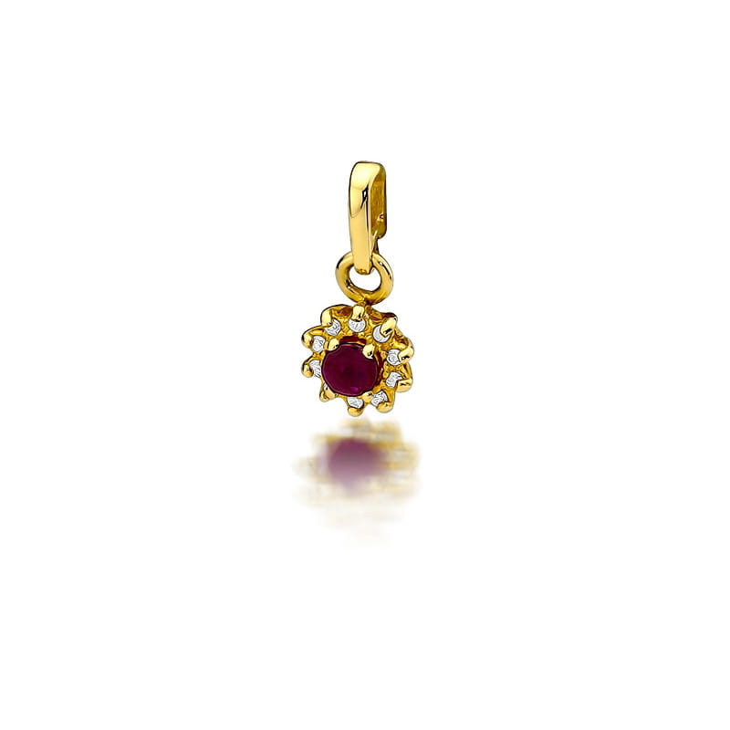 Pandantiv Aur 14 K cu Rubin 0.15 ct si diamante