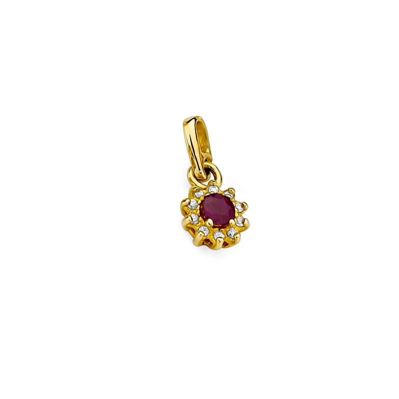 Pandantiv Aur 14 K cu Rubin 0.15 ct si diamante