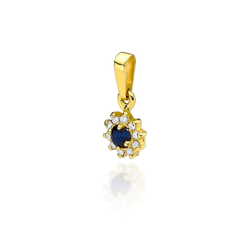 Pandantiv Aur 14K cu Safir 0.15 ct si Diamante 0.09 ct