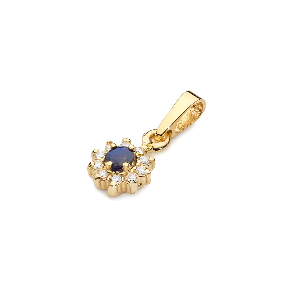 Pandantiv Aur 14K cu Safir 0.15 ct si Diamante 0.09 ct