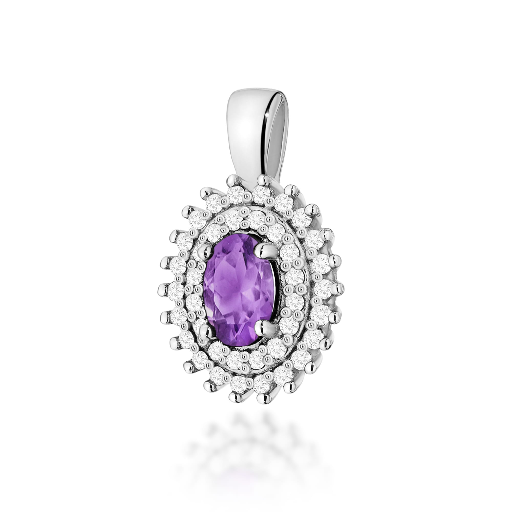 Pandantiv Aur 14K cu Ametist 0.40 ct si Diamante Naturale 0.19 ct