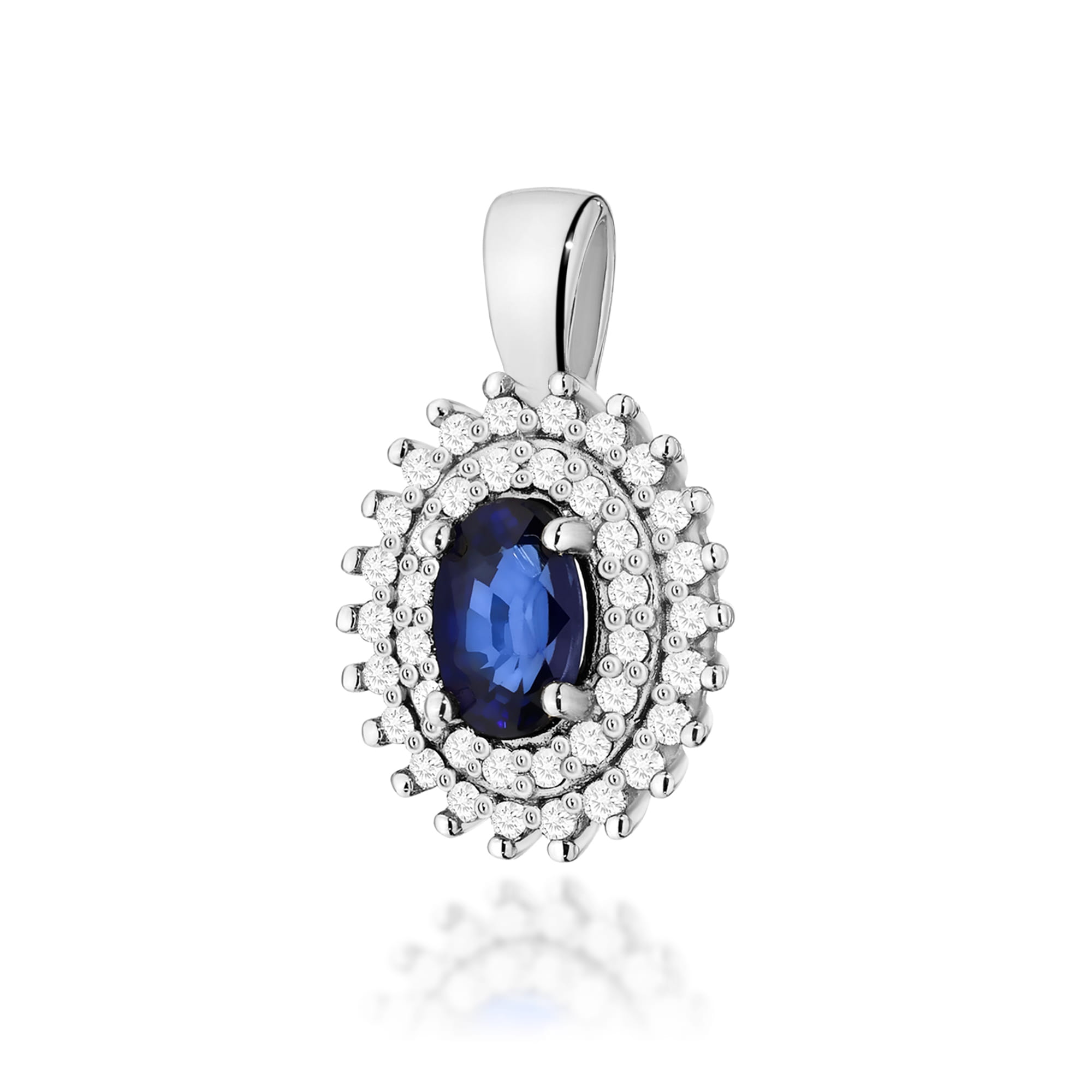 Pandantiv Aur 14K cu Safir 0.70 ct si Diamante Naturale 0.19 ct