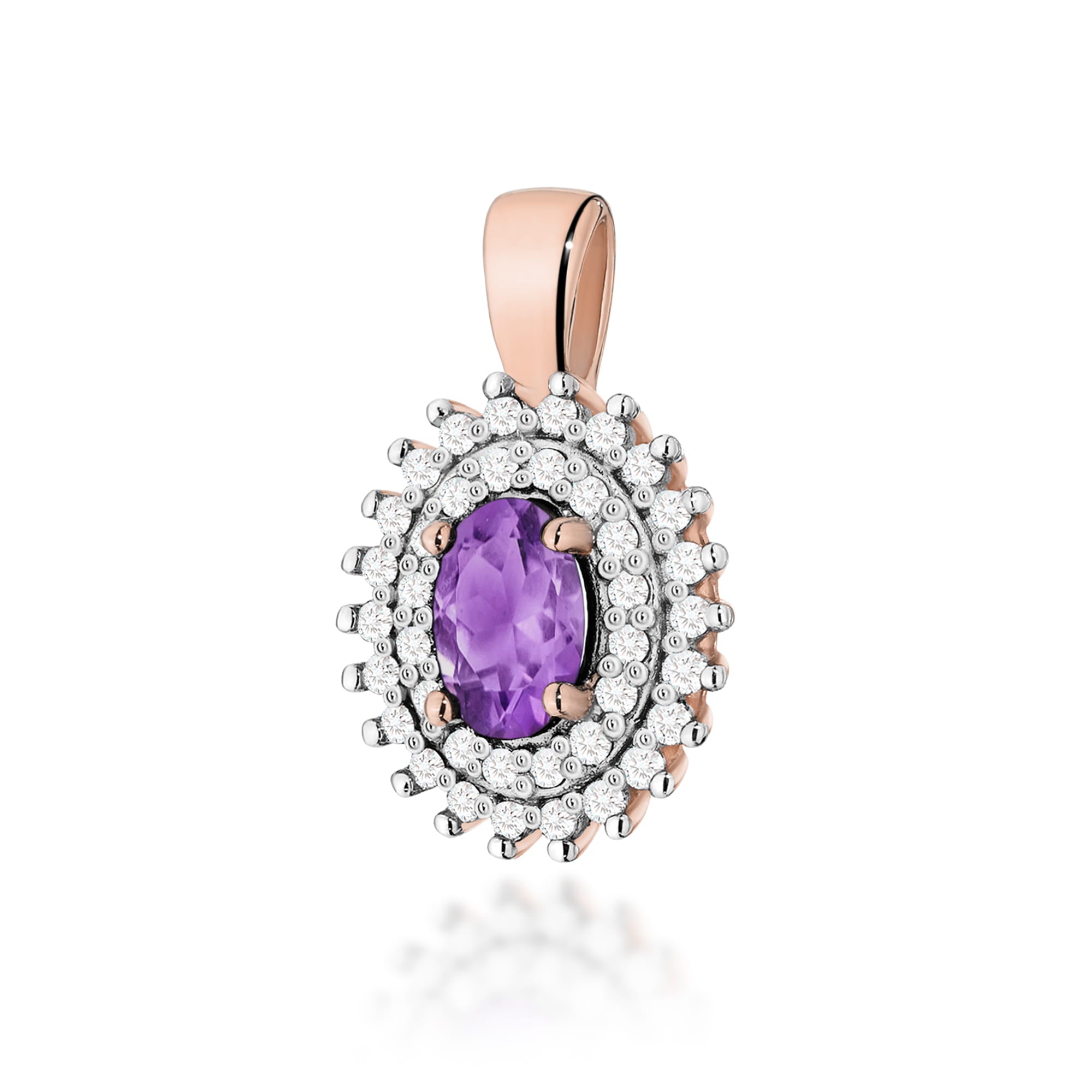 Pandantiv Aur 14K cu Ametist 0.40 ct si Diamante Naturale 0.19 ct