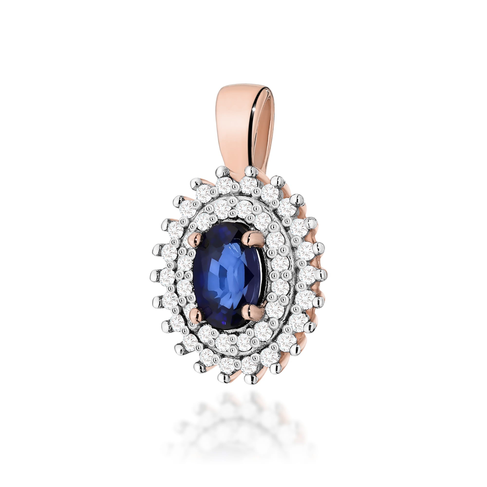 Pandantiv Aur 14K cu Safir 0.70 ct si Diamante Naturale 0.19 ct