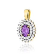 Pandantiv Aur 14K cu Ametist 0.40 ct si Diamante Naturale 0.19 ct