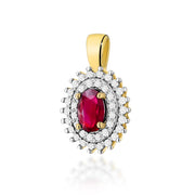 Pandantiv Aur 14K cu Rubin 0.60 ct si Diamante Naturale 0.19 ct