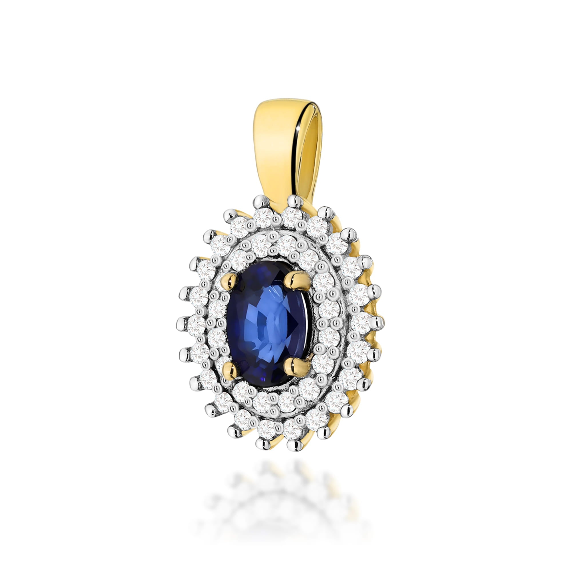 Pandantiv Aur 14K cu Safir 0.70 ct si Diamante Naturale 0.19 ct