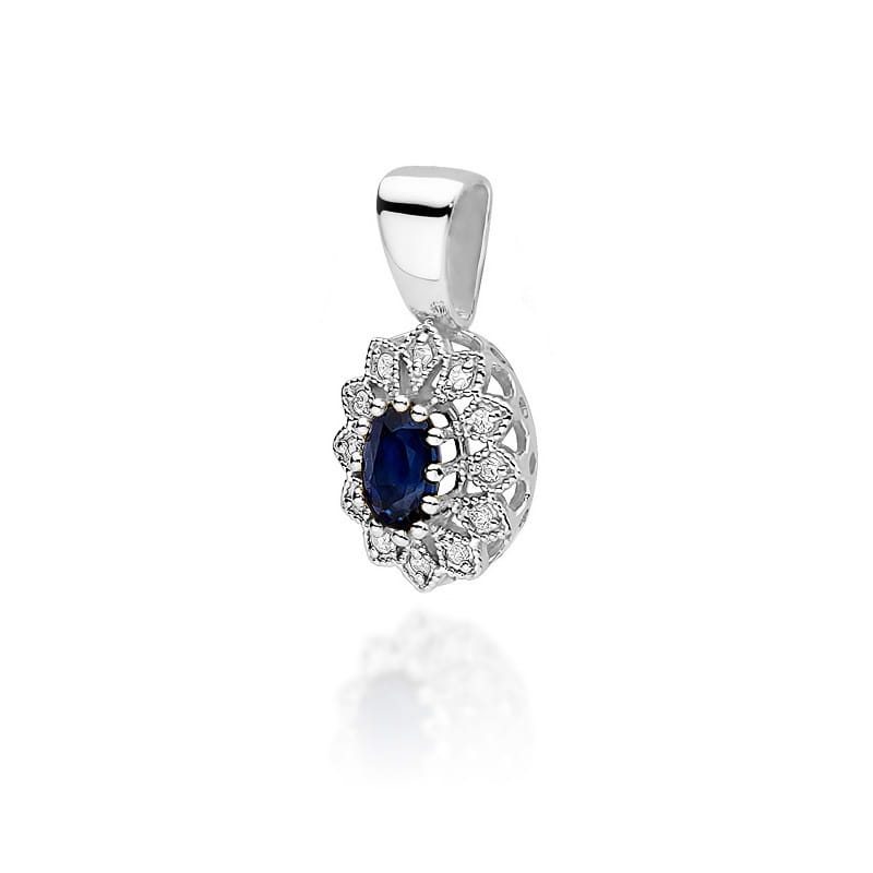 Pandantiv Aur 14K cu Safir 0.70 ct si Diamante 0.10 ct