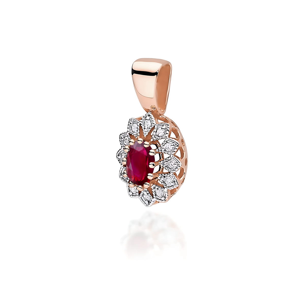 Pandantiv Aur 14 K cu Rubin 0.60 ct si diamante