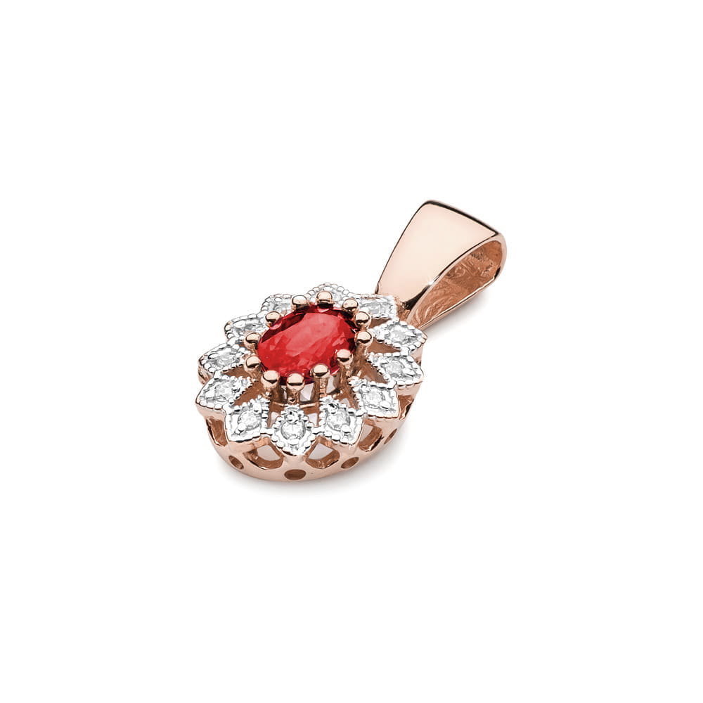 Pandantiv Aur 14 K cu Rubin 0.60 ct si diamante