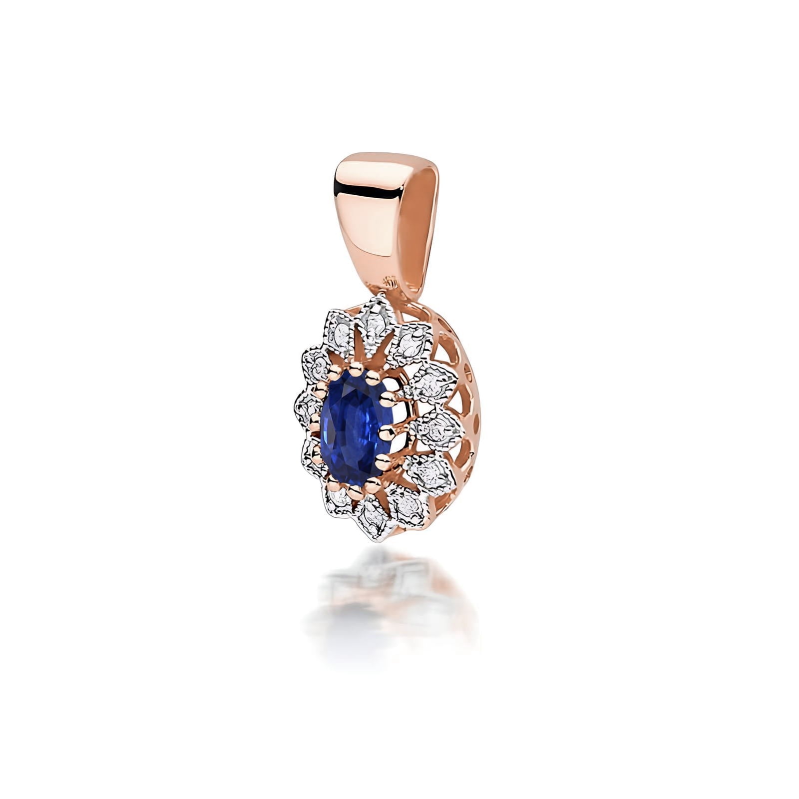 Pandantiv Aur 14K cu Safir 0.70 ct si Diamante 0.10 ct