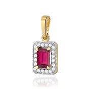 Pandantiv Aur 14K cu Rubin 0.80 ct si Diamante 0.10 ct