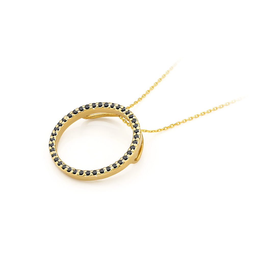 Pandantiv Aur 14K cu Diamante Negre 0.20 ct