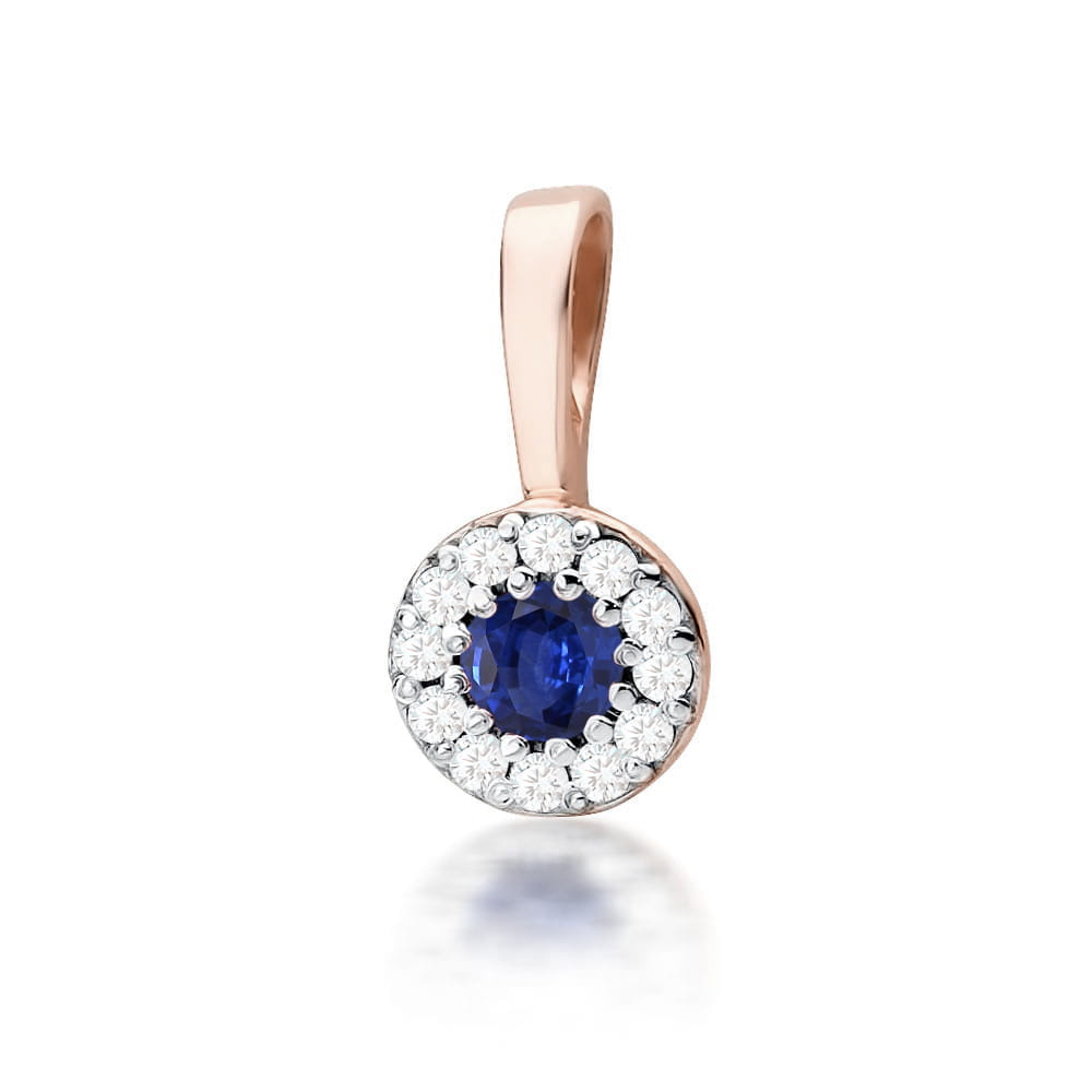 Pandantiv  Aur 14K cu Safir 0.15 ct si Diamante 0.10 ct