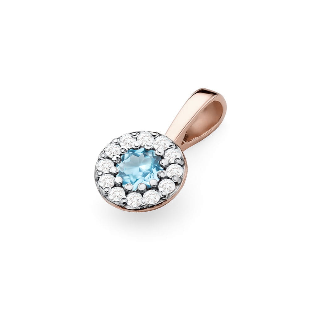 Pandantiv Aur 14 K Topaz 0.15 ct si diamante