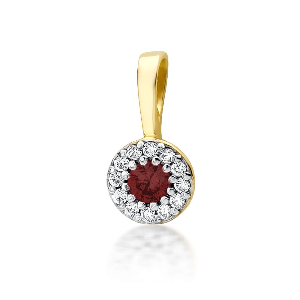Pandantiv Aur 14K cu Rubin 0.15 ct si Diamante 0.15 ct