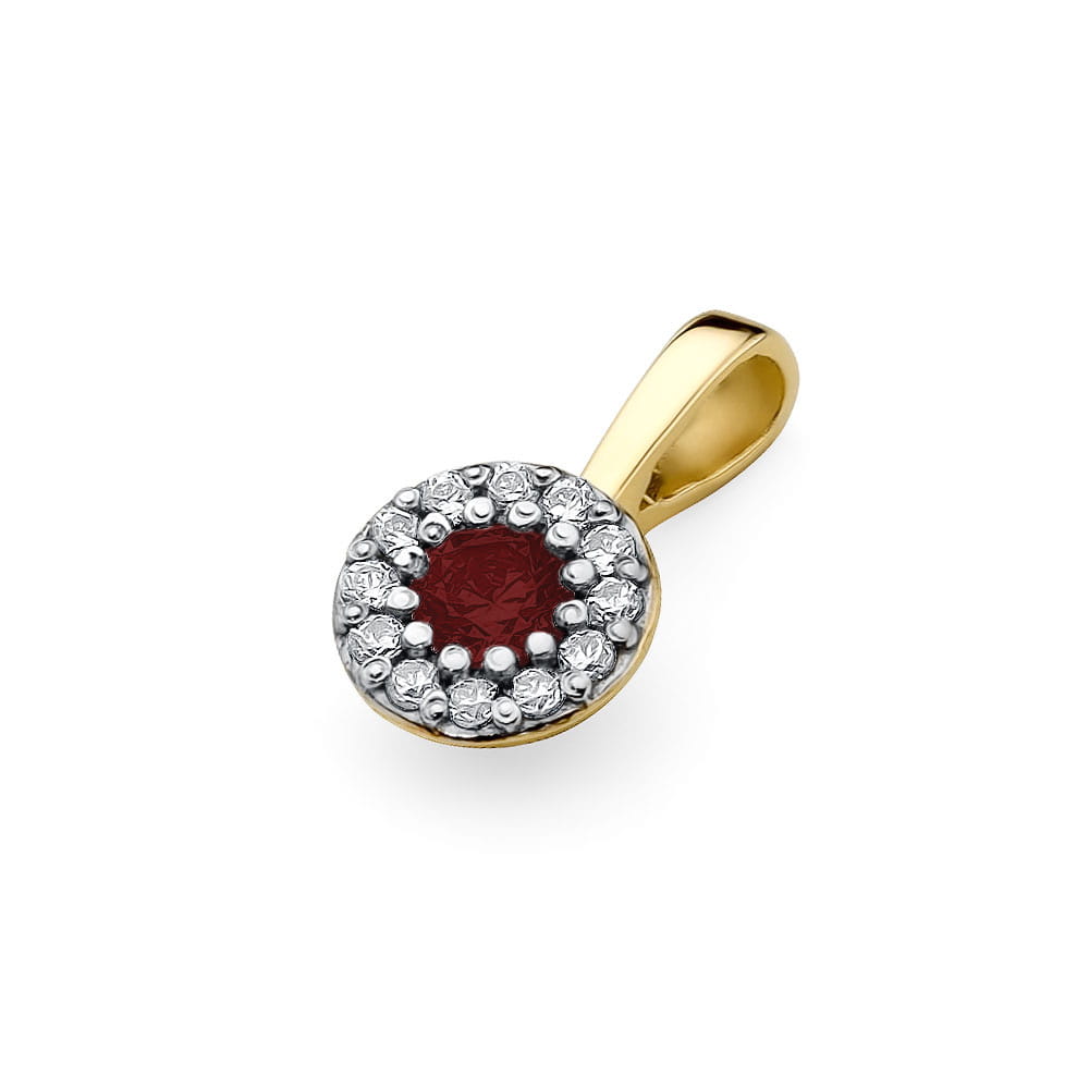 Pandantiv Aur 14K cu Rubin 0.15 ct si Diamante 0.15 ct