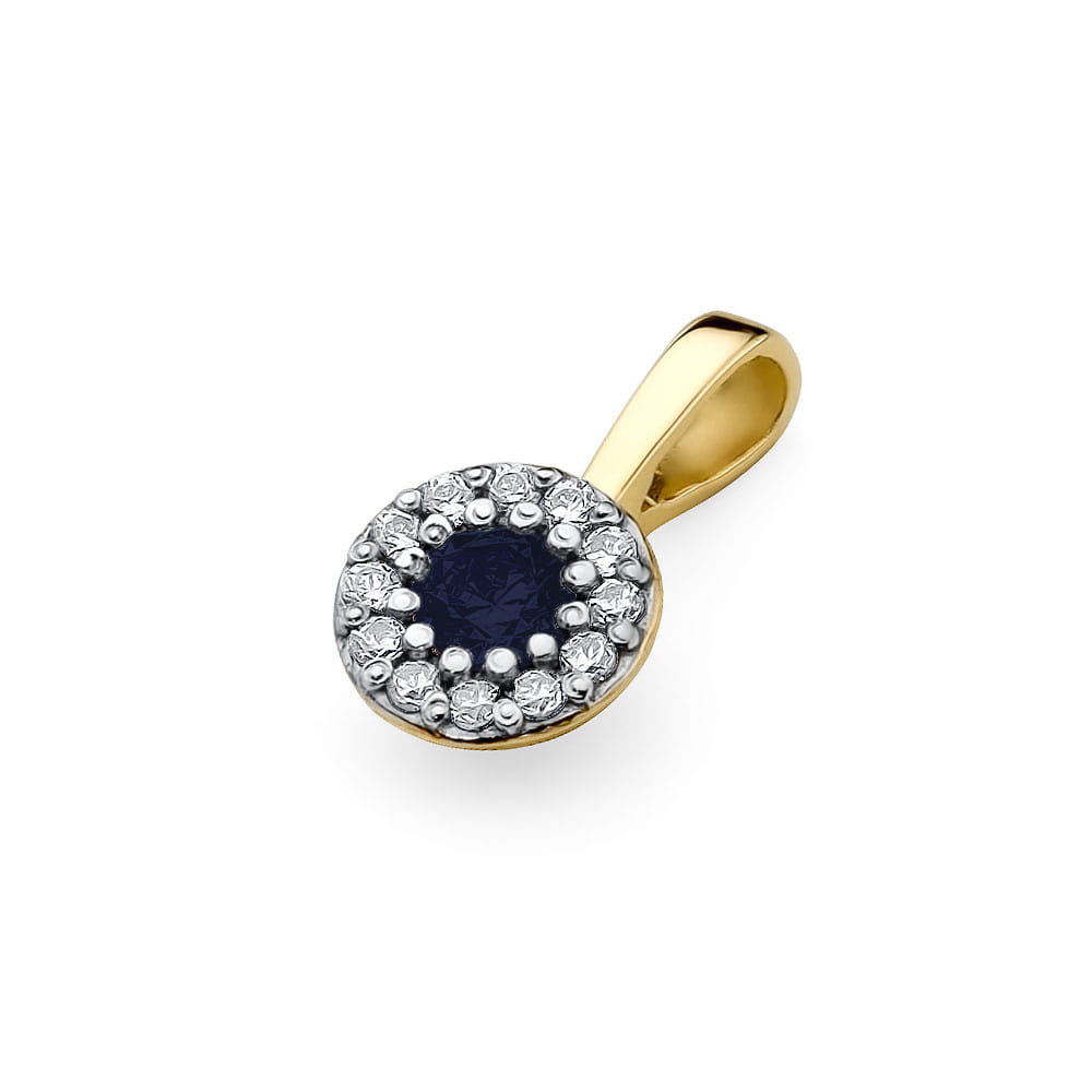 Pandantiv  Aur 14K cu Safir 0.15 ct si Diamante 0.10 ct